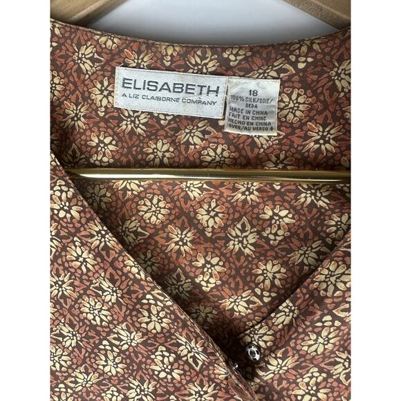 Vintage Elisabeth Liz Claiborne 100% Silk Print SS Top & Pants Set Plus Size 18 - Picture 5 of 16
